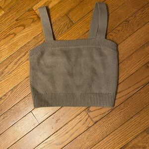 H&M Ribbed Knit Crop Tank Top — Taupe